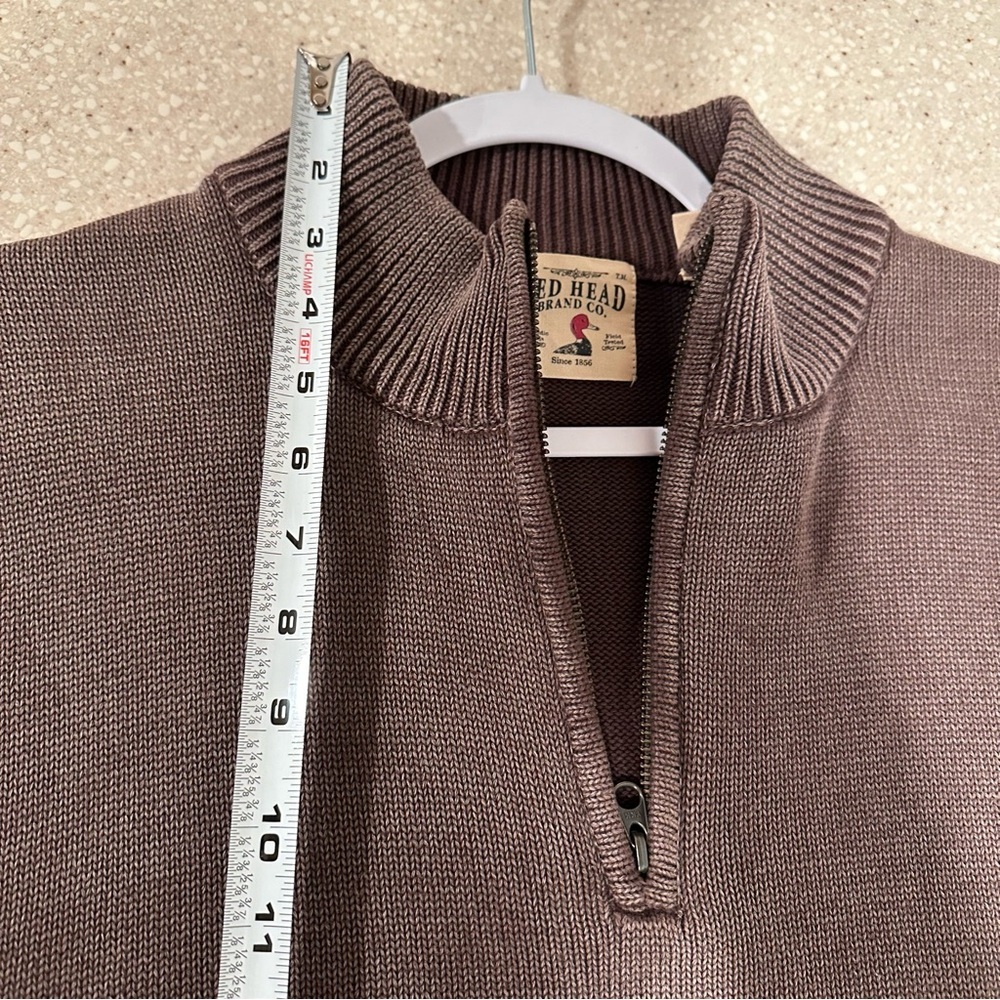 FREE* Red Head BassPro Shops Brown Sweater Vest Cotton 1/4 zip Mock Neck Size XL - Picture 14 of 16